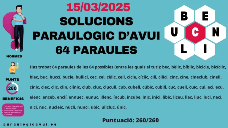 15/03/2025 Solucions del Paraulògic d’avui