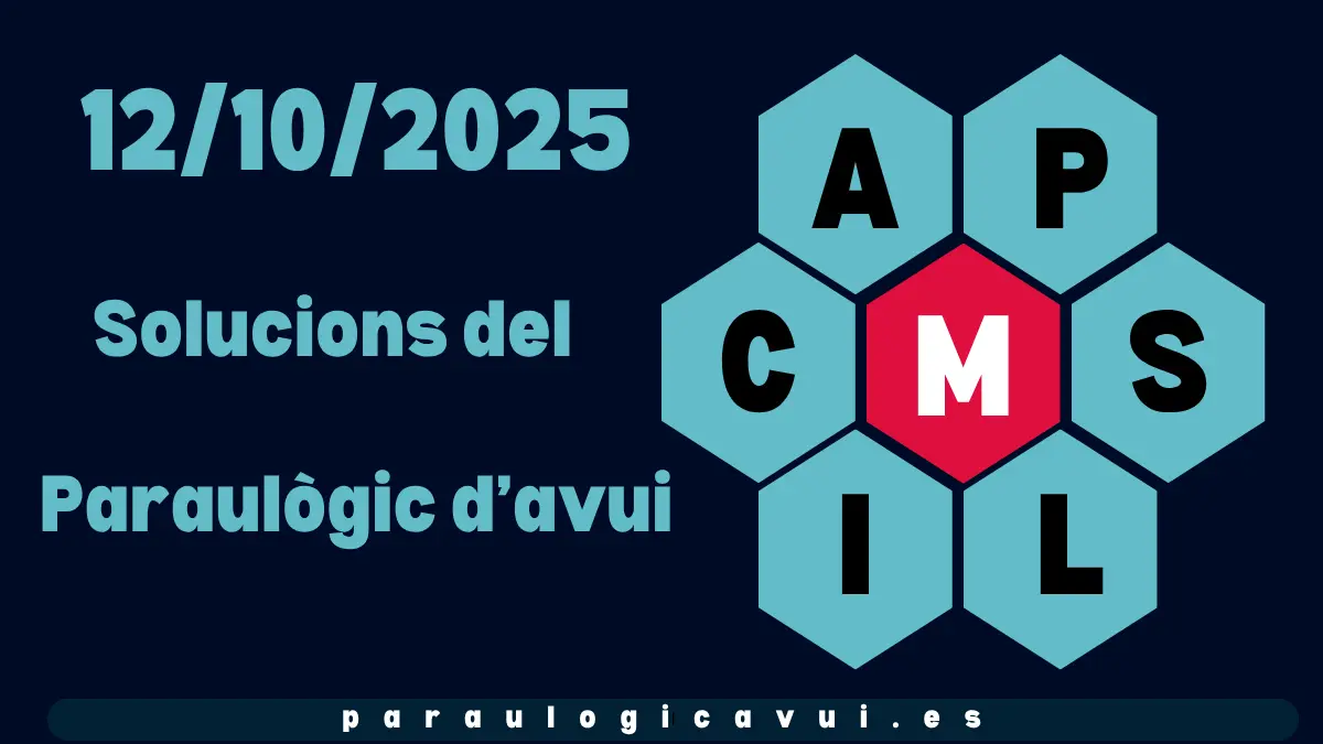 12/10/2025 Solucions del Paraulògic d’avui Tutis 1 12/10/2025 Solucions del Paraulògic d’avui