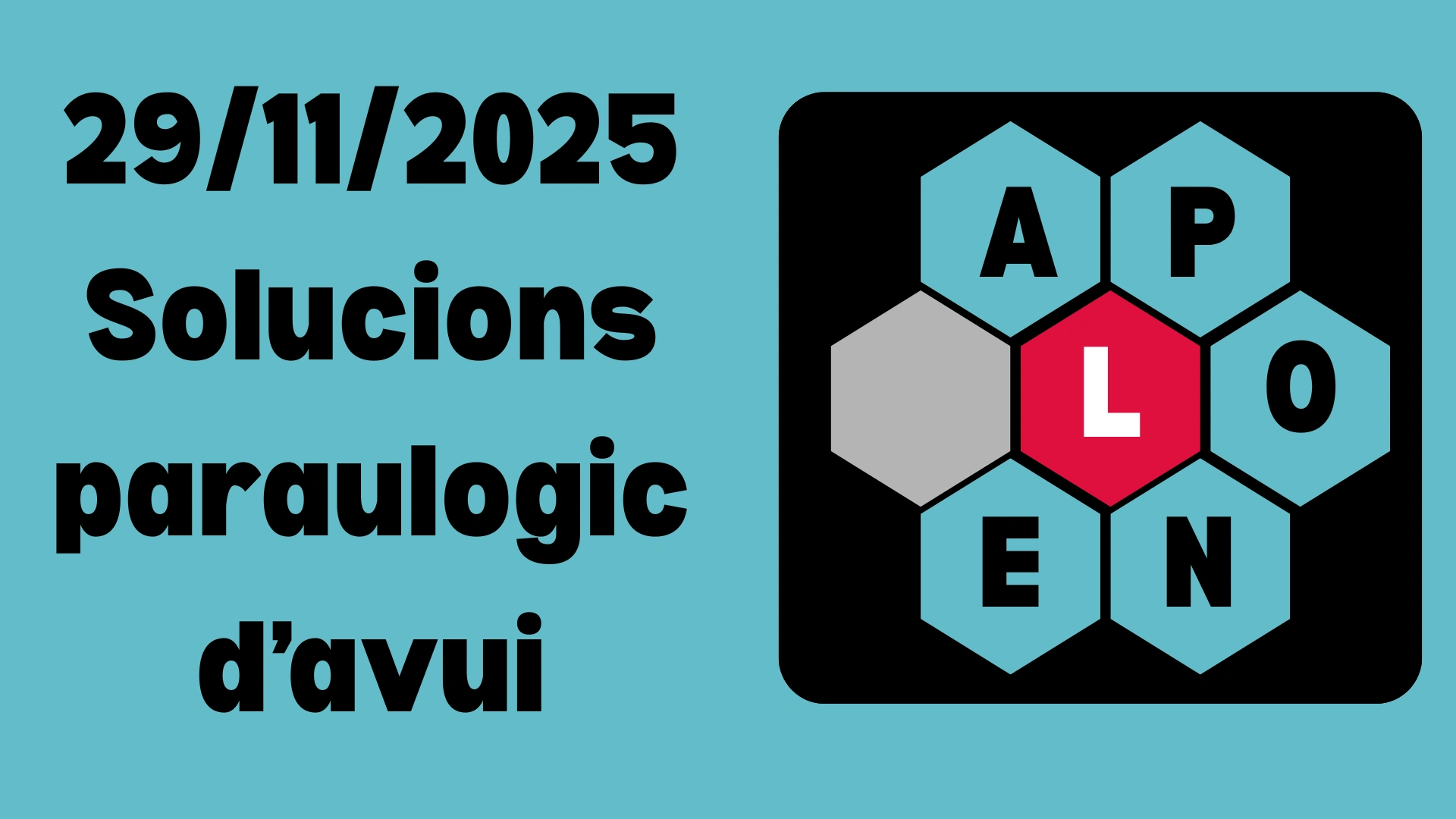 29/11/2025 Solucions paraulogic d’avui